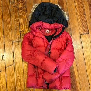 LL Bean red down jacket, size medium